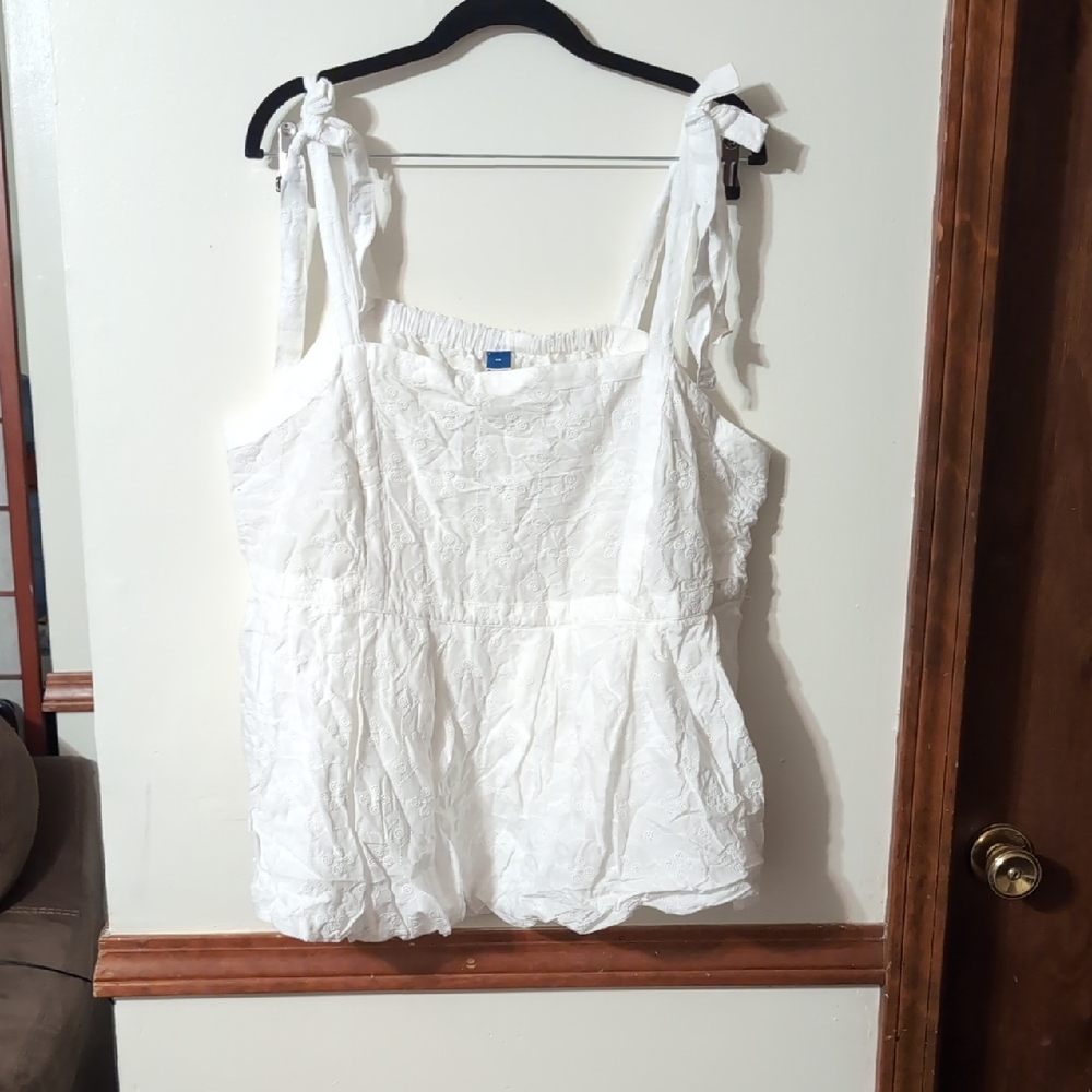 Old Navy White Tie-Strap Tank Top